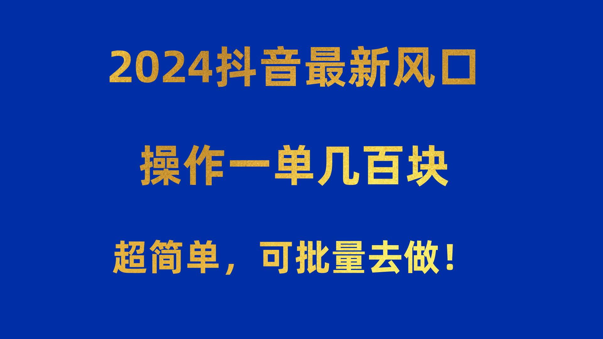 2024抖音最新风口！操作一单几百块！超简单，可批量去做！！！-梦清网创