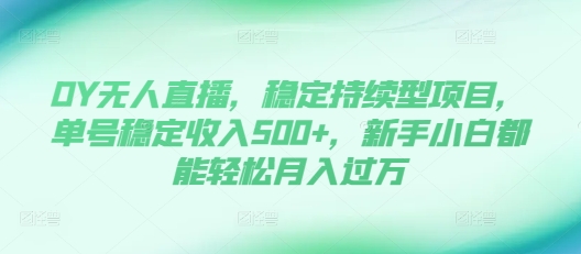 DY无人直播，稳定持续型项目，单号稳定收入500+，新手小白都能轻松月入过万【揭秘】-梦清网创