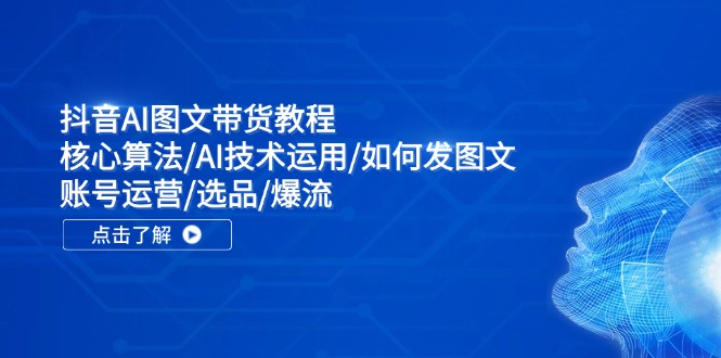抖音AI图文带货教程：核心算法/AI技术运用/如何发图文/账号运营/选品/爆流-梦清网创