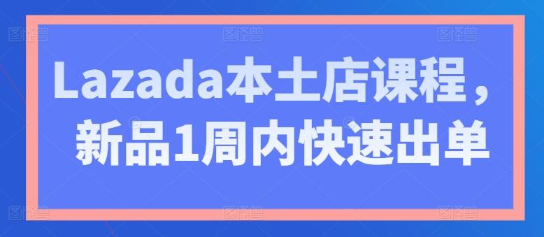 Lazada本土店课程，新品1周内快速出单-梦清网创