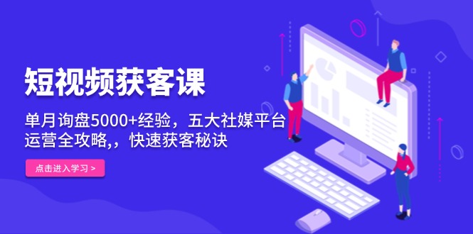 短视频获客课，单月询盘5000+经验，五大社媒平台运营全攻略,，快速获客…-梦清网创