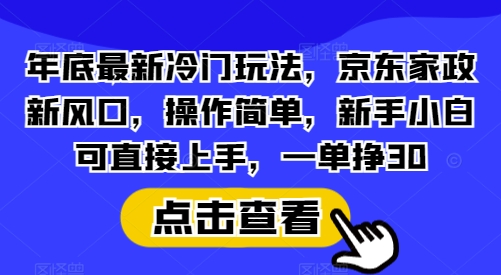 年底最新冷门玩法，京东家政新风口，操作简单，新手小白可直接上手，一单挣30【揭秘】-梦清网创