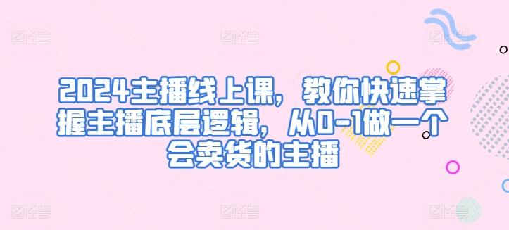 2024主播线上课，教你快速掌握主播底层逻辑，从0-1做一个会卖货的主播-梦清网创