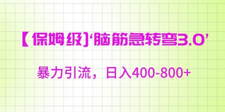 保姆级脑筋急转弯3.0，暴力引流，日入400-800+【揭秘】-梦清网创