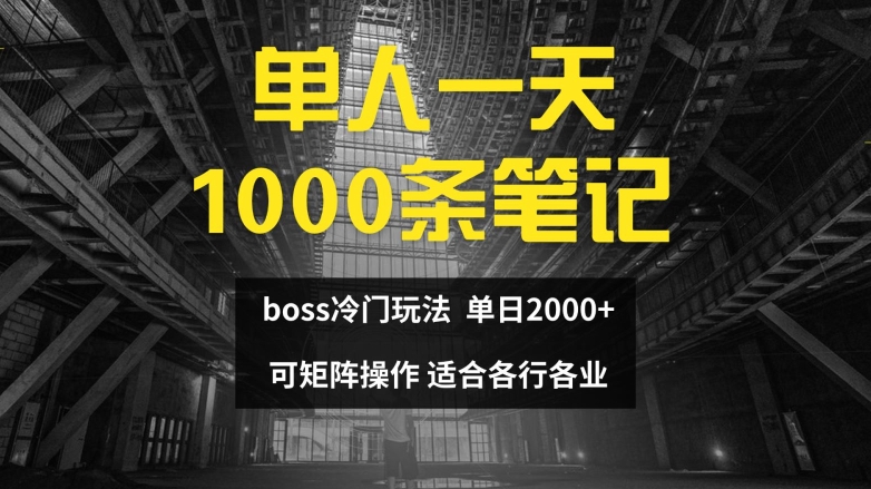 单人一天1000条笔记，日入2000+，BOSS直聘的正确玩法【揭秘】-梦清网创