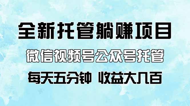 全新托管躺赚项目，微信视频号公众号托管代运营，每天五分钟，收益大几百-梦清网创