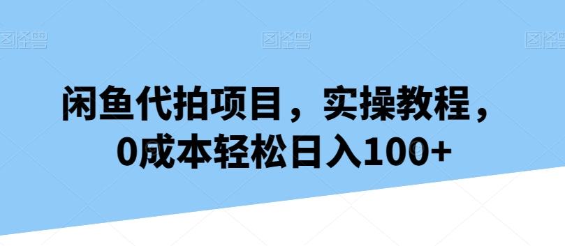 闲鱼代拍项目，实操教程，0成本轻松日入100+-梦清网创
