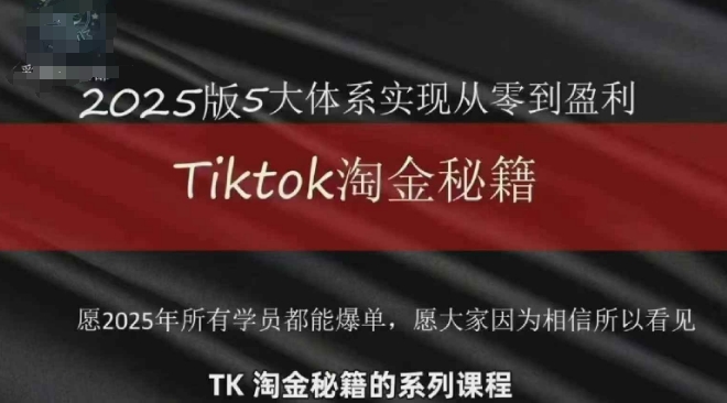 TikTok跨境2025淘金秘籍，​2025TikTok从0到盈利变现-梦清网创