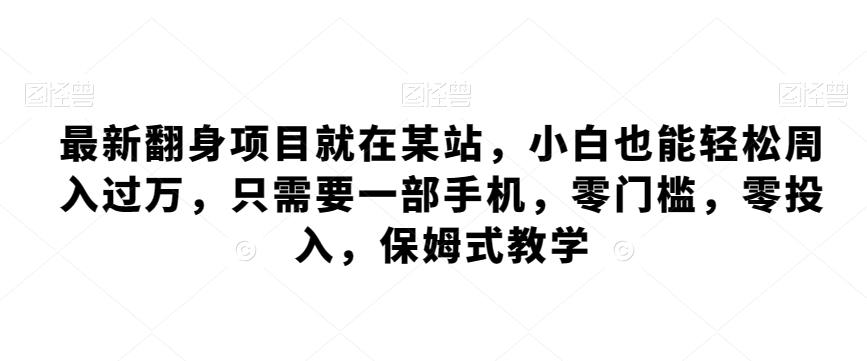 最新翻身项目就在某站，小白也能轻松周入过万，只需要一部手机，零门槛，零投入，保姆式教学-梦清网创