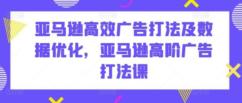 亚马逊高效广告打法及数据优化，亚马逊高阶广告打法课-梦清网创