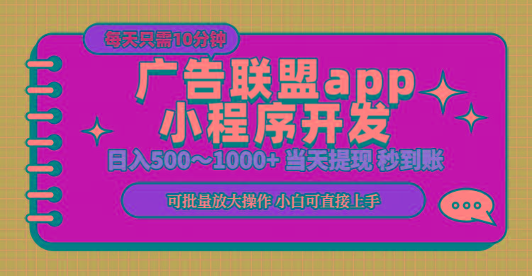 小程序开发 广告赚钱 日入500~1000+ 小白轻松上手！-梦清网创