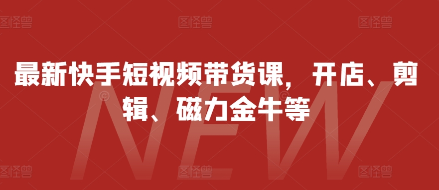 最新快手短视频带货课，开店、剪辑、磁力金牛等-梦清网创