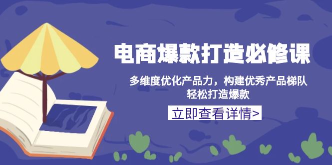 电商爆款打造必修课：多维度优化产品力，构建优秀产品梯队，轻松打造爆款-梦清网创
