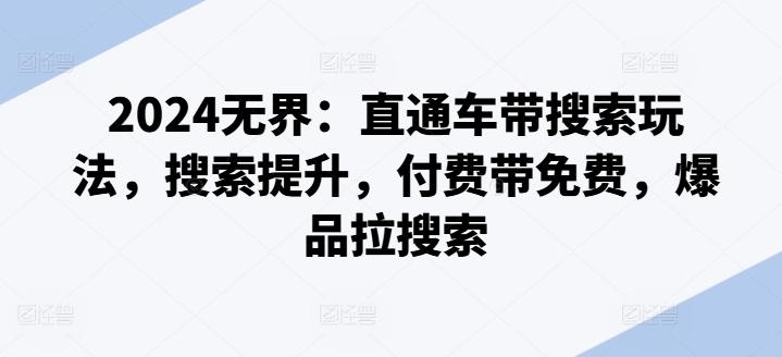 2024无界：直通车带搜索玩法，搜索提升，付费带免费，爆品拉搜索-梦清网创