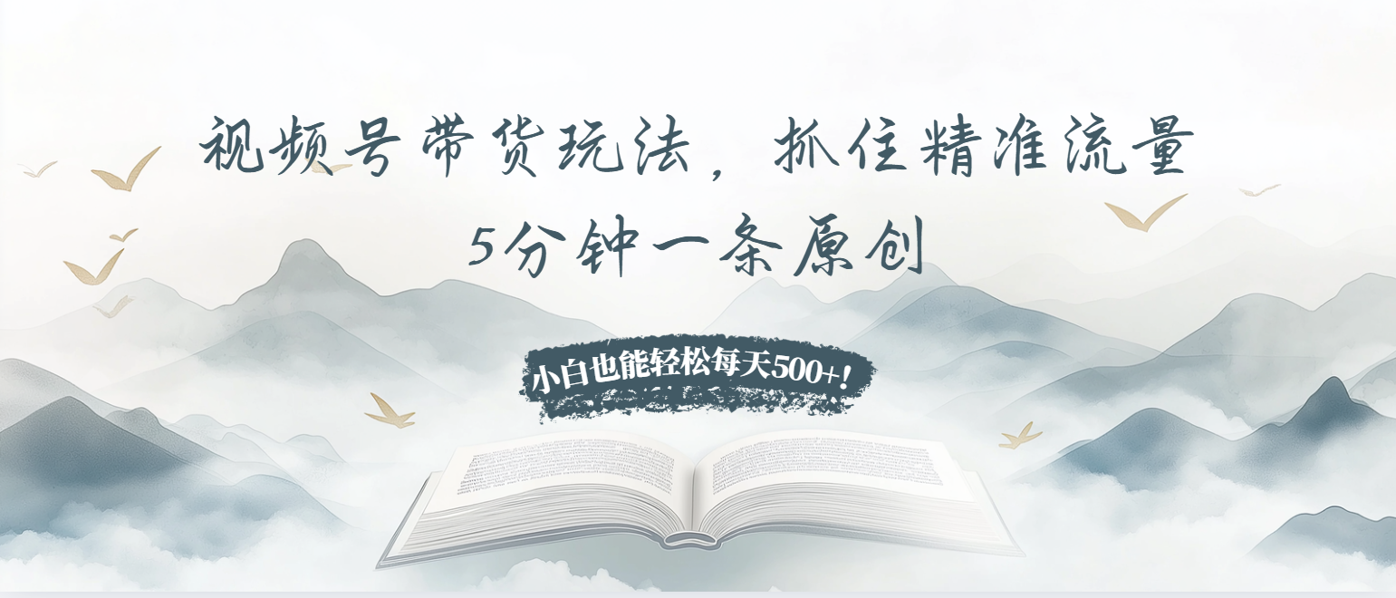 视频号带货玩法，抓住精准流量，5分钟一条原创，小白也能轻松每天500+！-梦清网创