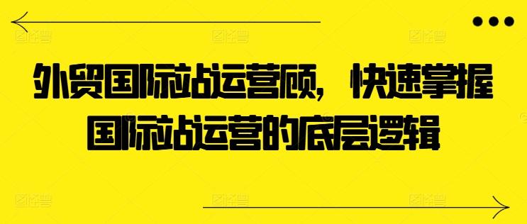 外贸国际站运营顾问，快速掌握国际站运营的底层逻辑-梦清网创