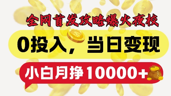 全网首发爆火夜校，0投入，当日变现，小白轻松月入1w+【揭秘】-梦清网创