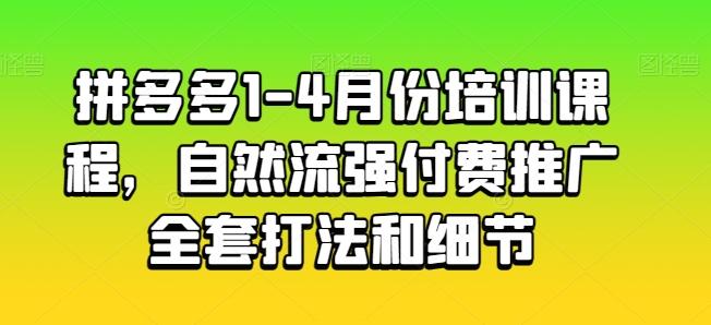 拼多多1-4月份培训课程，自然流强付费推广全套打法和细节-梦清网创
