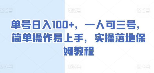 单号日入100+，一人可三号，简单操作易上手，实操落地保姆教程【揭秘】-梦清网创