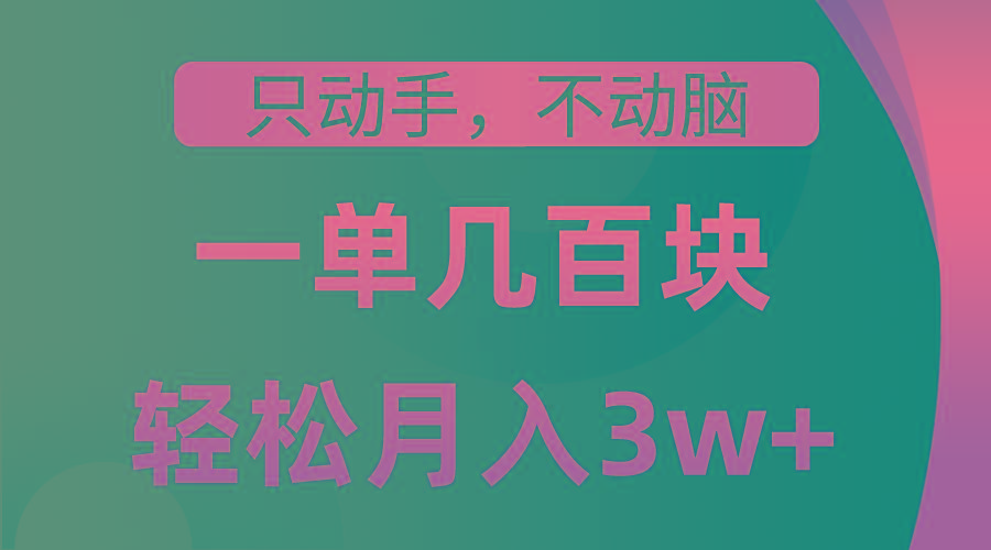 只动手不动脑，一单几百块，轻松月入3w+，看完就能直接操作，详细教程-梦清网创
