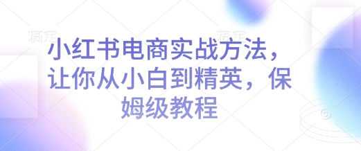 小红书电商实战方法，让你从小白到精英，保姆级教程-梦清网创