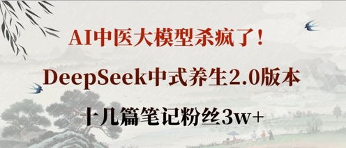AI中医大模型杀疯了！DeepSeek中式养生2.0版本，十几篇笔记粉丝3w+-梦清网创