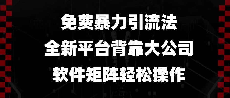 免费暴力引流法，全新平台，背靠大公司，软件矩阵轻松操作-梦清网创