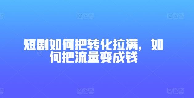 短剧如何把转化拉满，如何把流量变成钱-梦清网创