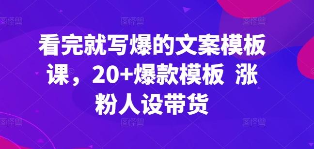 看完就写爆的文案模板课，20+爆款模板  涨粉人设带货-梦清网创