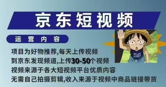 京东短视频带货课，无需自己拍摄剪辑，保姆式教学，两天快速上手-梦清网创