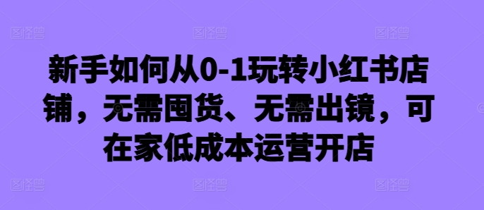 新手如何从0-1玩转小红书店铺，无需囤货、无需出镜，可在家低成本运营开店-梦清网创