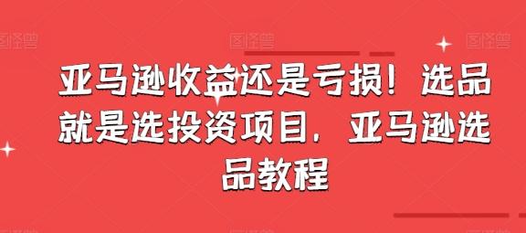 亚马逊收益还是亏损！选品就是选投资项目，亚马逊选品教程-梦清网创
