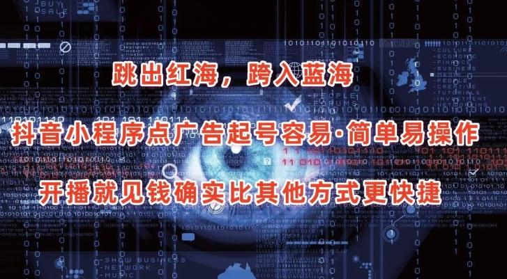 抖音小程序点广告项目，起号容易，简单易操作，开播就见有收益【揭秘】-梦清网创