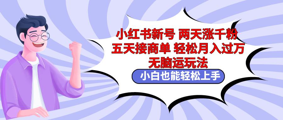 小红书新号两天涨千粉五天接商单轻松月入过万 无脑搬运玩法 小白也能轻…-梦清网创
