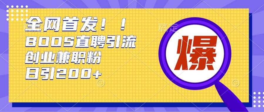 通过Boss直聘，每天轻松钓到200+多条创业大鱼的秘籍【揭秘】-梦清网创