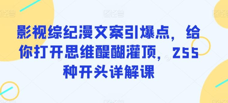 影视综纪漫文案引爆点，给你打开思维醍醐灌顶，255种开头详解课-梦清网创