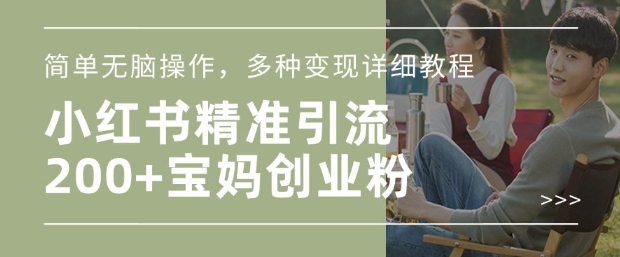 小红书混剪日引200+宝妈创业粉，简单无脑操作，多种变现详细教程-梦清网创