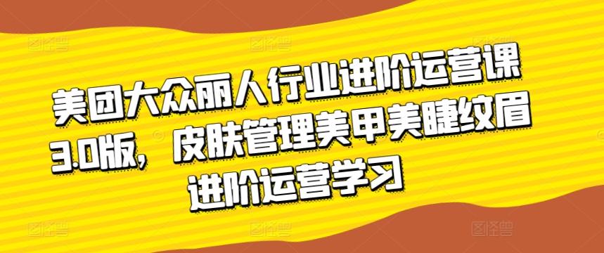 美团大众丽人行业进阶运营课3.0版，皮肤管理美甲美睫纹眉进阶运营学习-梦清网创