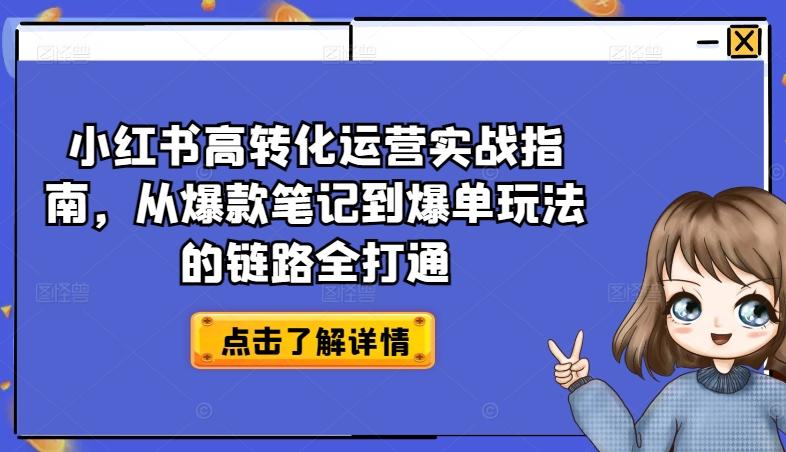 小红书高转化运营实战指南，从爆款笔记到爆单玩法的链路全打通-梦清网创