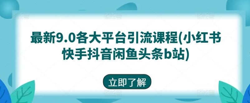 最新9.0各大平台引流课程(小红书快手抖音闲鱼头条b站)-梦清网创