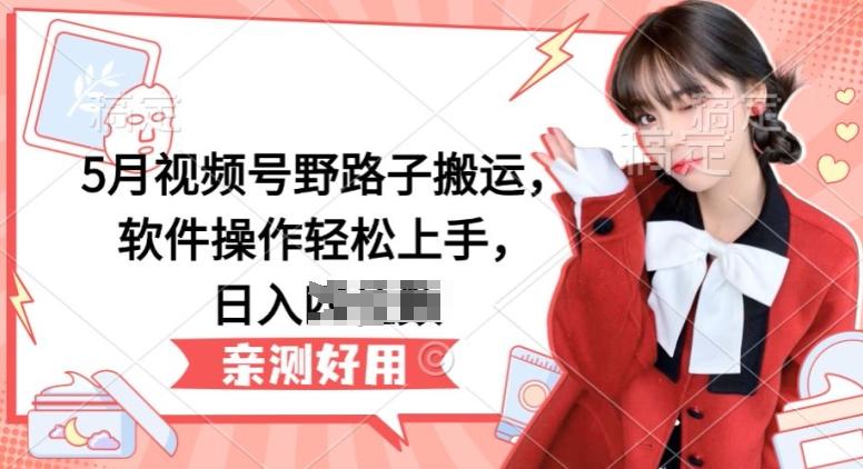 5月视频号野路子搬运，软件操作轻松上手，日入三位数【揭秘】-梦清网创