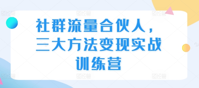 社群流量合伙人，三大方法变现实战训练营-梦清网创