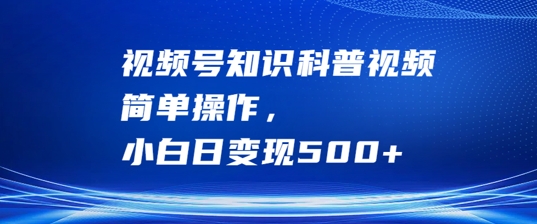 视频号知识科普视频，简单操作，小白日变现500+【揭秘】-梦清网创