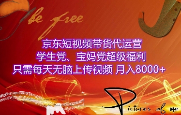 京东短视频带货代运营，学生党、宝妈党超级福利，只需每天无脑上传视频，月入8000+【仅揭秘】-梦清网创