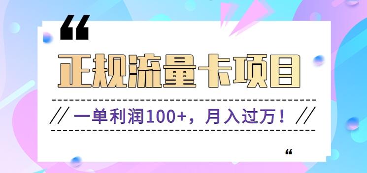 正规手机流量卡项目，一单利润100+，月入过万！人人可做(推广技术+正规渠道)-梦清网创
