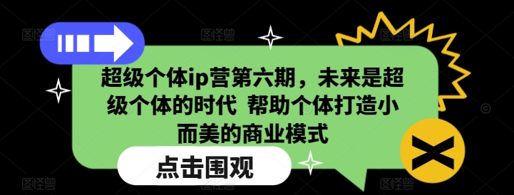 超级个体ip营第六期，未来是超级个体的时代  帮助个体打造小而美的商业模式-梦清网创
