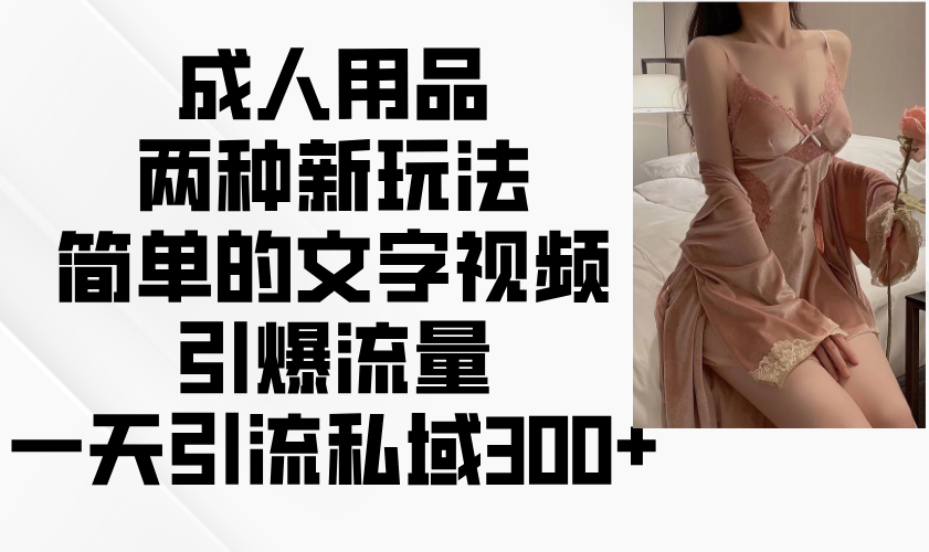 成人用品两种新玩法，简单的文字视频引爆流量，一天引流私域300+-梦清网创