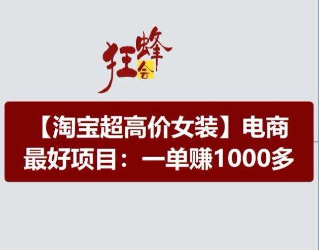 淘宝超高价女装项目，电商最好赛道，一单赚1000多-梦清网创