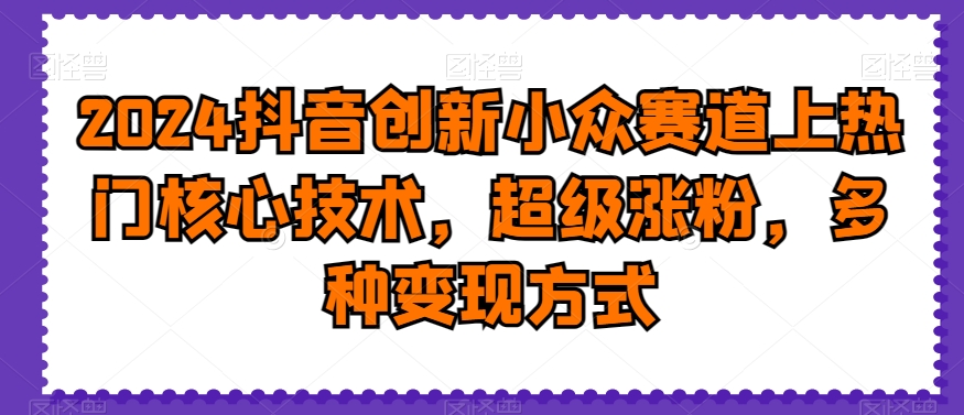 2024抖音创新小众赛道上热门核心技术，超级涨粉，多种变现方式【揭秘】-梦清网创
