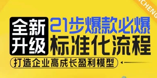 21步爆款必爆标准化流程，全新升级，打造企业高成长盈利模型-梦清网创